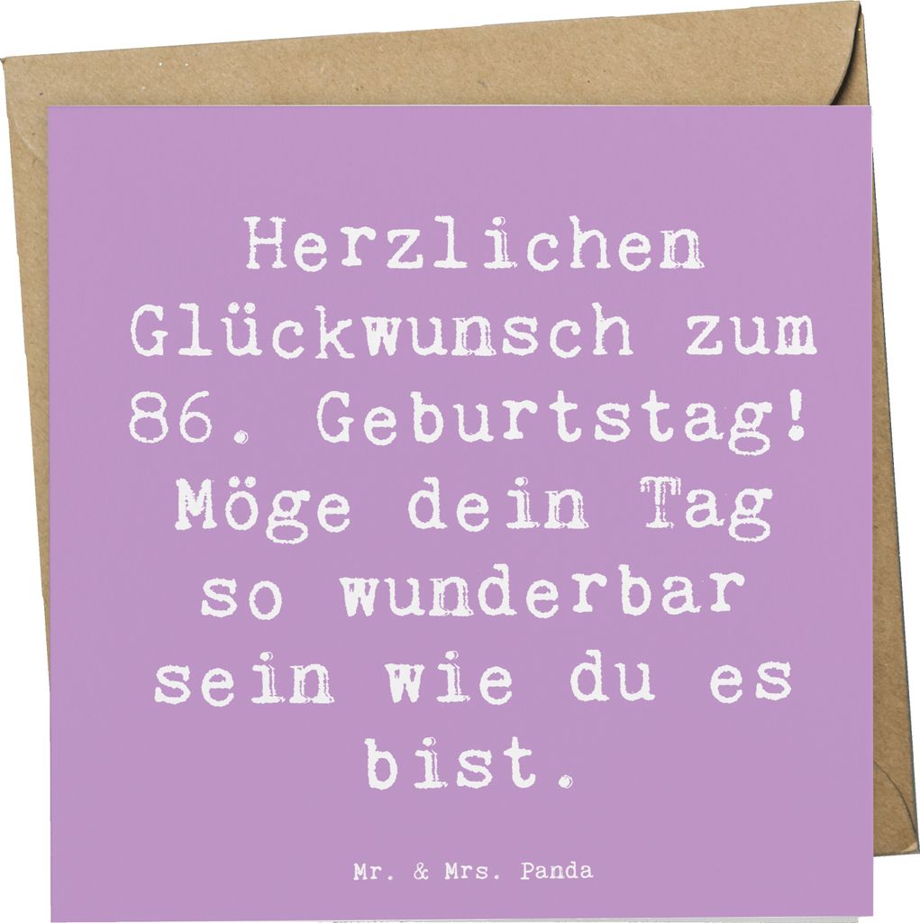 Mr. & Mrs. Panda faltkarte Spruch 86. Geburtstag - Lavendeltraum - Geschenk, Handgemacht, Erinnerungen, anlasskarte, Happy Birthday, Alter, Glückw...