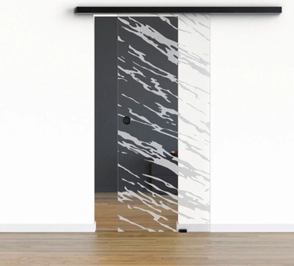 Pertura Glasschiebetür Komplettset Glera Vision 01 900x2050 mm Rechts inkl. Beschlag Selir Aluminium schwarz,Griffmusche