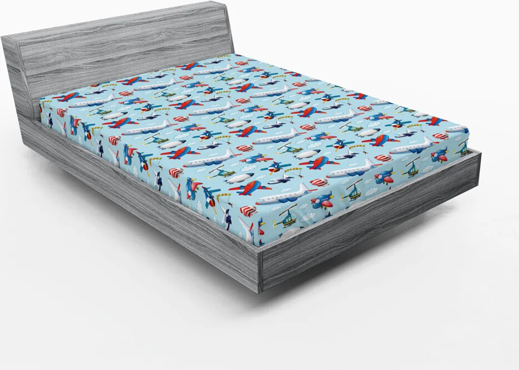 Lenzuolo Sotto con Angoli ABAKUHAUS 180x200 Aeroplani Blu Decorativo