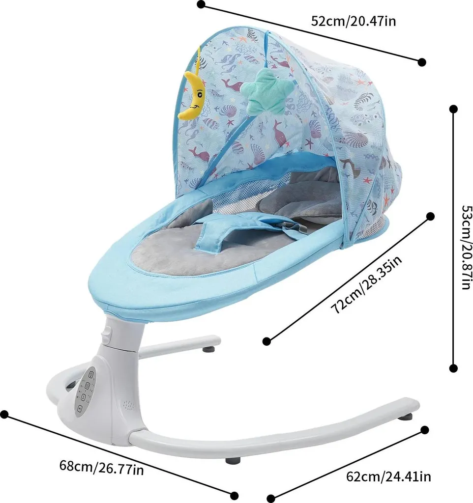 Balançoire Bébé Bluetooth S-Y608 Musicale avec 4 Vitesses de Balancement - 5