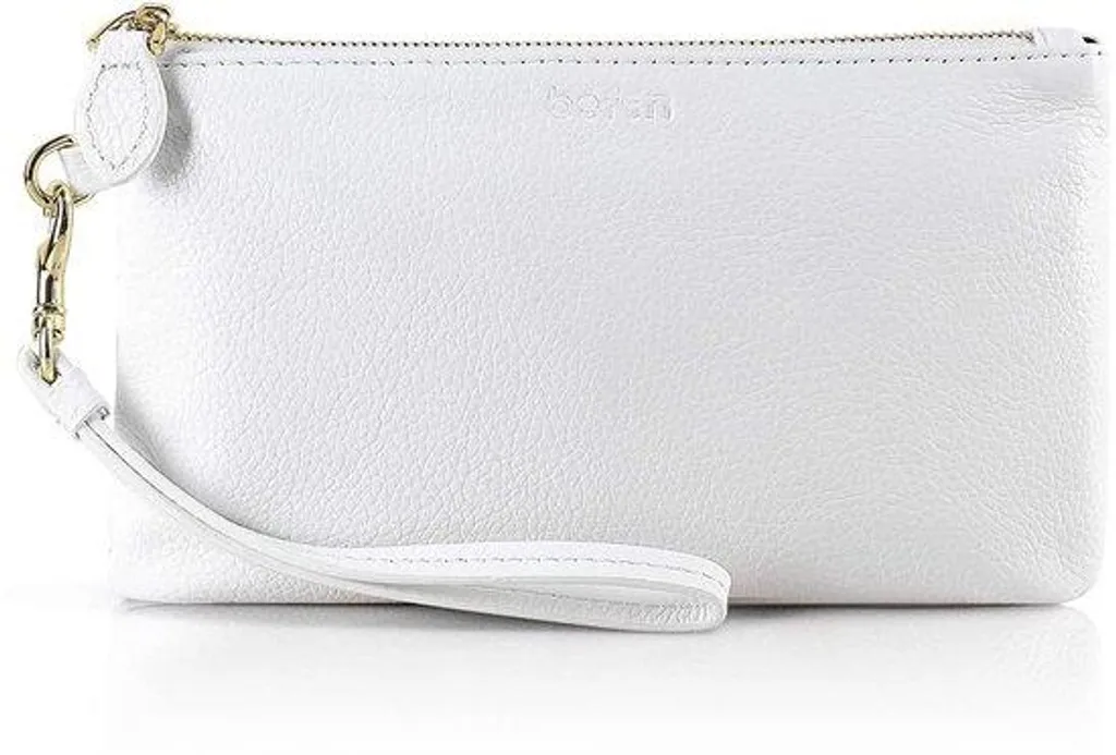 Bracelet portefeuille anti-RFID blanc avec lanière amovible pour femme