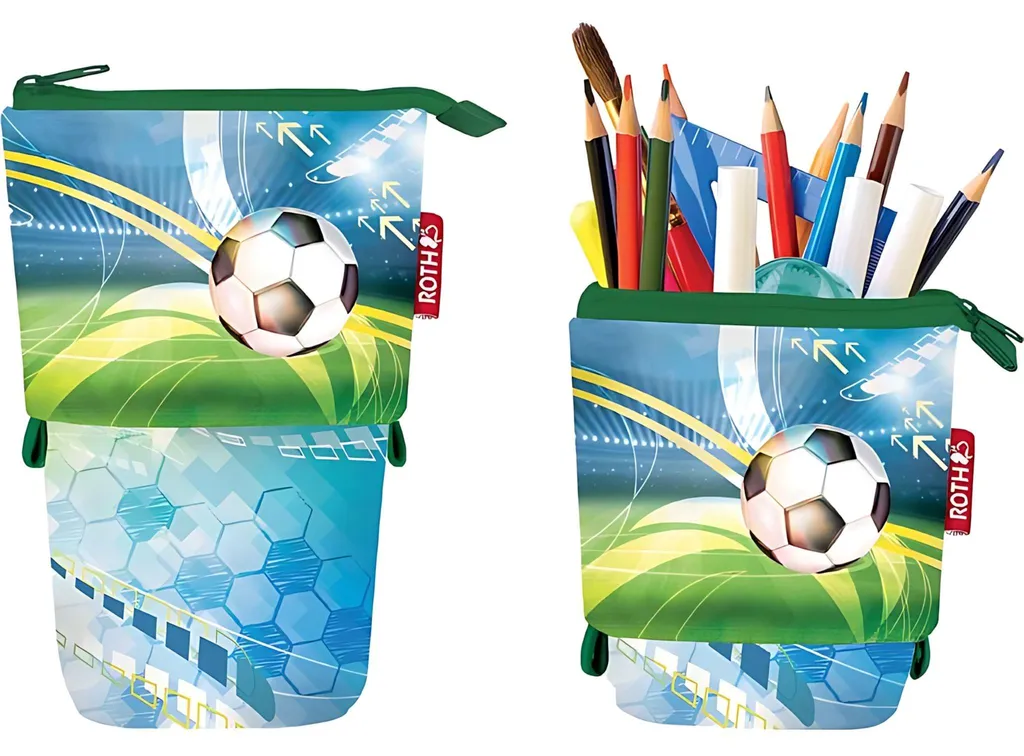 Trousse scolaire 2en1 Football ROTH 89476 - Plumier double compartiment