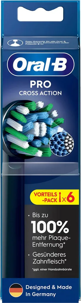 6 Brossettes noires Oral-B ProCrossAction - Hygiène maximale CleanMaximizer - 23