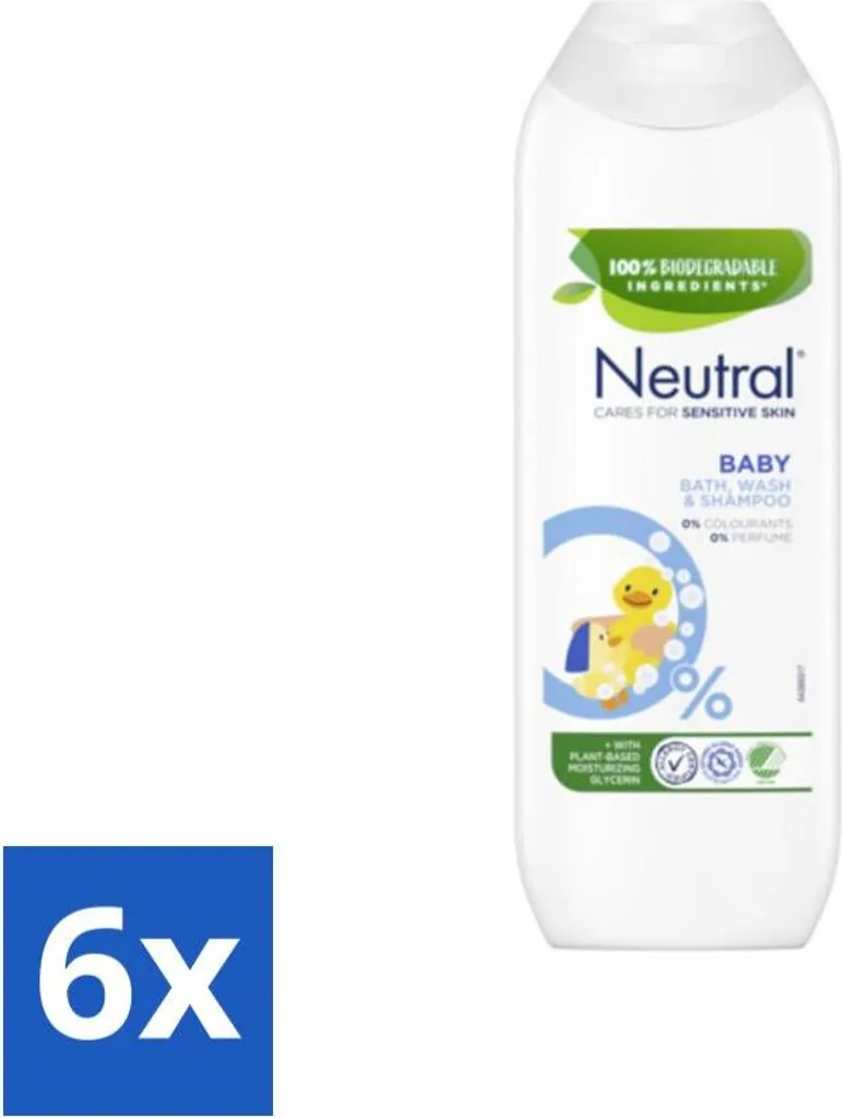 Shampooing bébé Neutre pour peau sensible sans parfum 250ml - Lot de 6