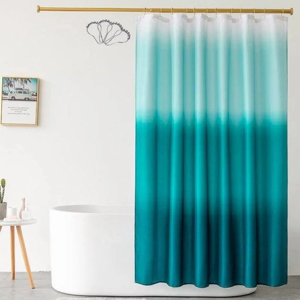 Rideau de douche turquoise sans moisissure 180x180 cm avec bagues acier