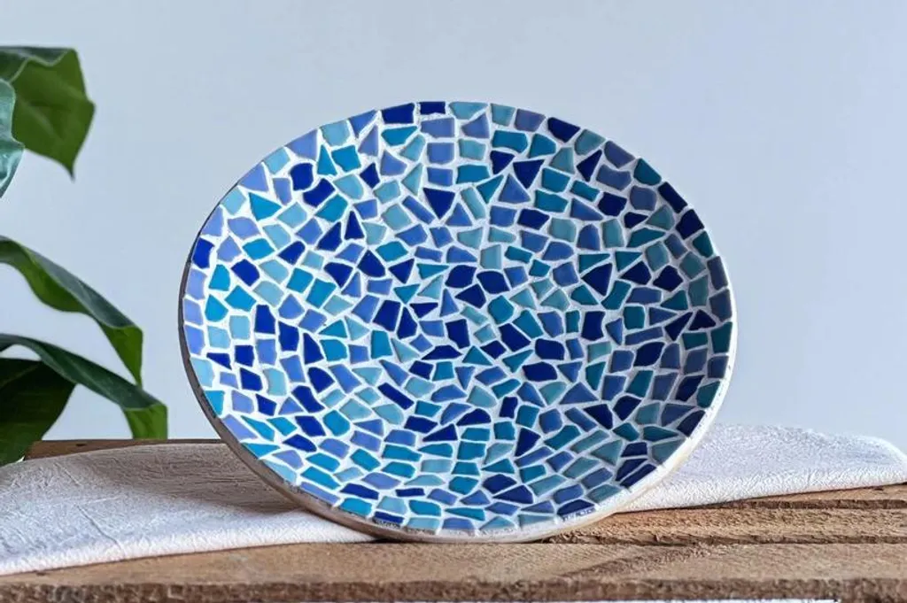 Bol mosaïque bleu DIY : kit complet avec tesselles de verre et colle