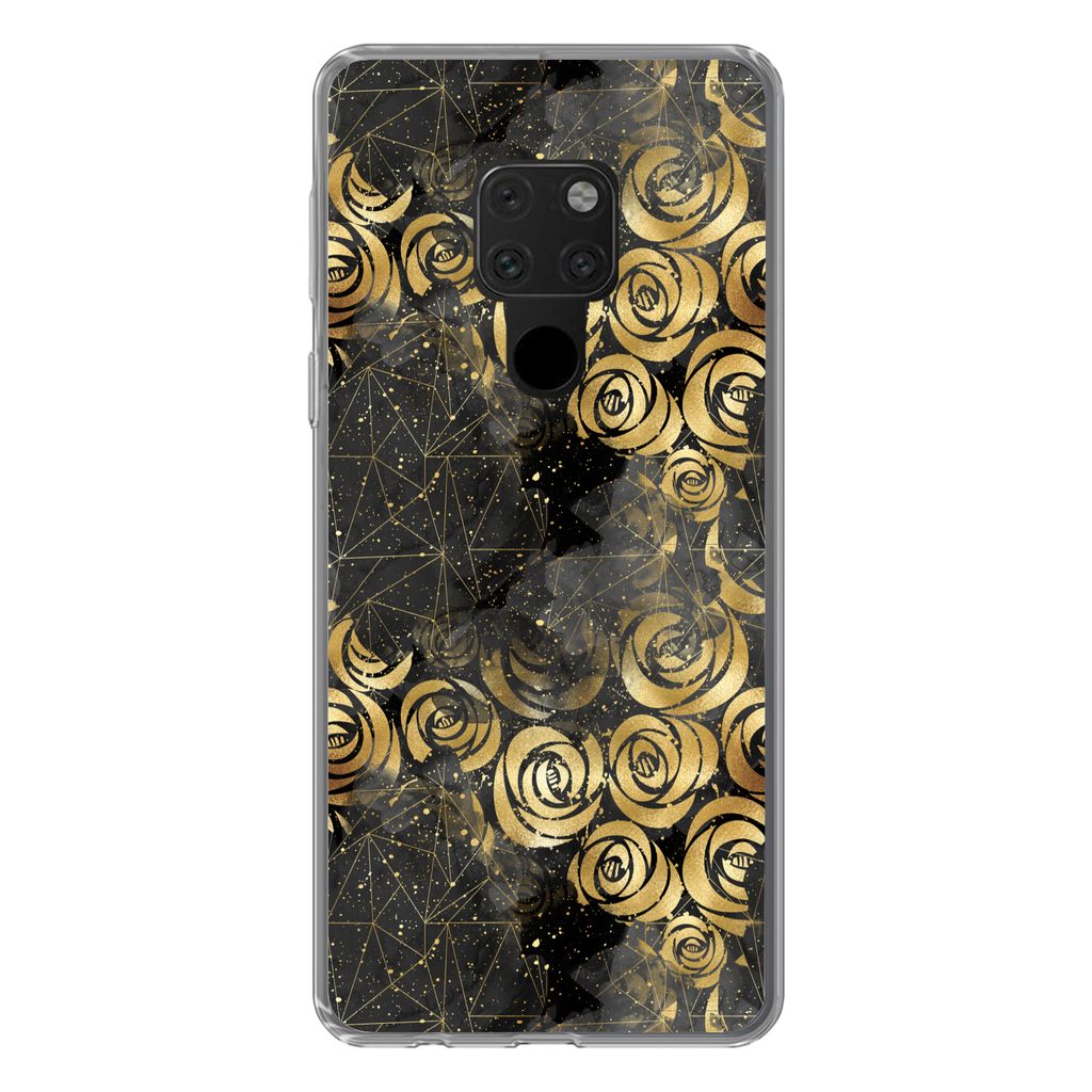 MuchoWow Handyhülle Schutzhülle Hülle für Huawei P40 Lite Marmor - Gold - Rose - Muster Silikon Softcase Handy Hülle - Handy