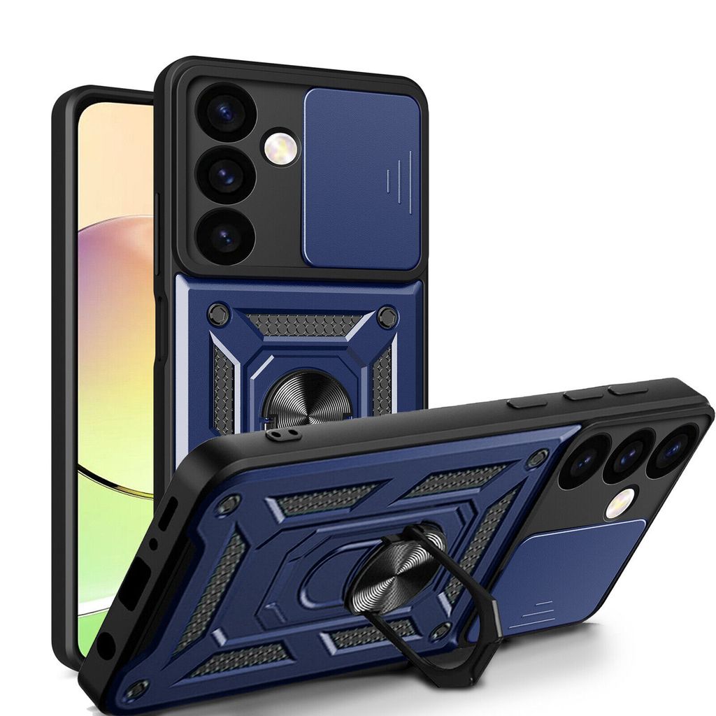 Outdoor Panzer Hülle für Samsung Galaxy S24 mit Kameraschutz Ringhalter Bumper Blau