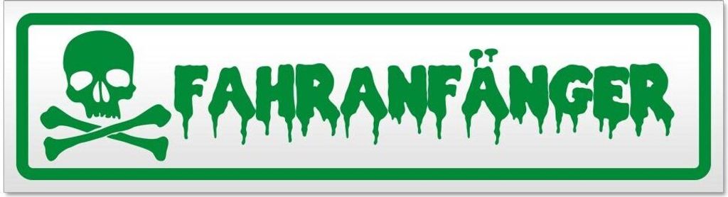 Kiwistar - Autoaufkleber - Grün - 60 x 16 cm - Fahranfänger Totenkopf - Hinweis Aufkleber Sticker für Auto, Kfz, Fahrrad, PKW, LKW