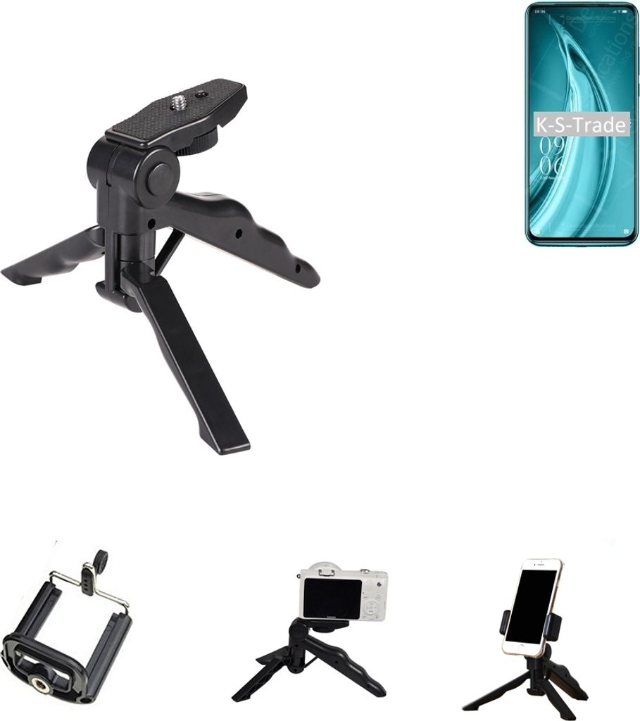 K-S-Trade Stativ Tisch-Ständer Dreibein Handy-Stativ Ständer kompatibel mit Elephone PX Pro Mini-Stativ Smartphone Tripod Handy-Stativ aus Plastik