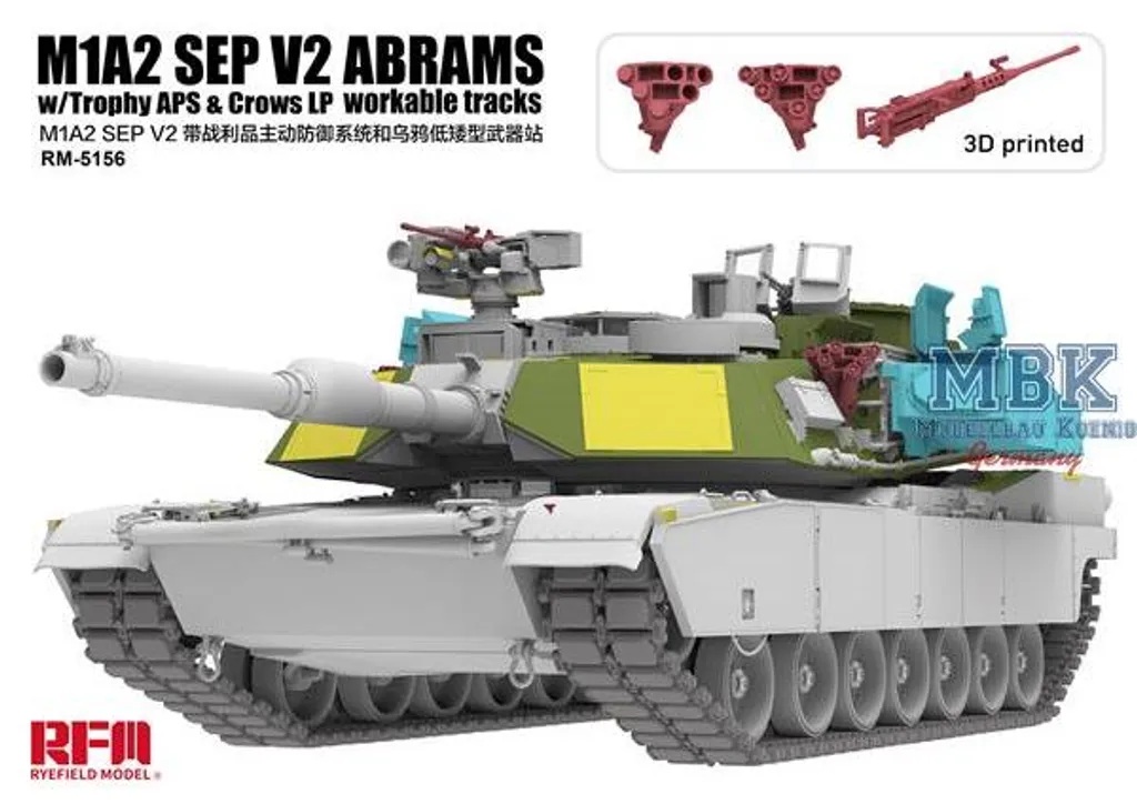 M1A2 SEP V2 Abrams Maquette RFM5156 avec Chenilles et Système Trophy