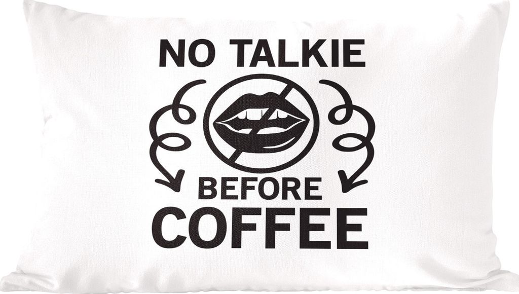MuchoWow Zierkissen Sofakissen Wohnzimmer Dekokissen 50x30 cm Vor dem Kaffee kein Ton - Zitate - Kaffee - Sprichwörter - Wohnzimmerdekoration - ...
