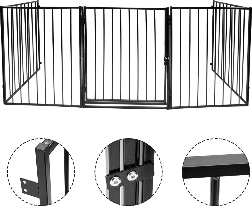 Yakimz Kaminschutzgitter 300x75 cm Schutzgitter 5 Elemente Metall Ofenschutzgitter mit Sicherheitstür Tierschutzgitter Absperrgitter Konfiguration...