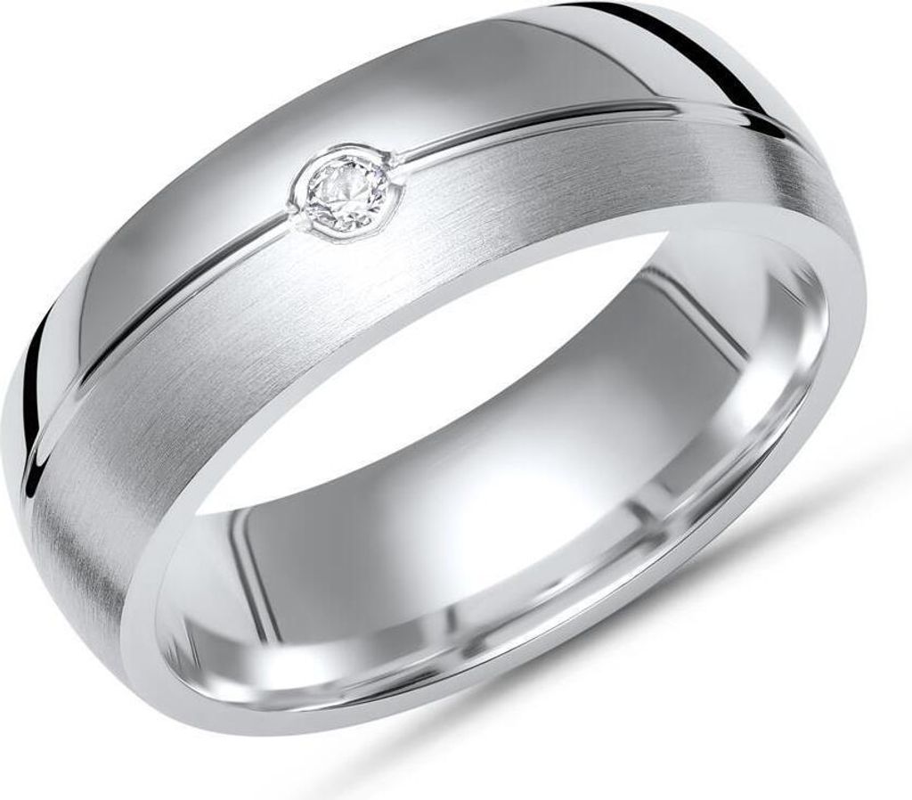 Unique Silberring 925 Sterling Silber Zirkonia teilpoliert 6mm breit