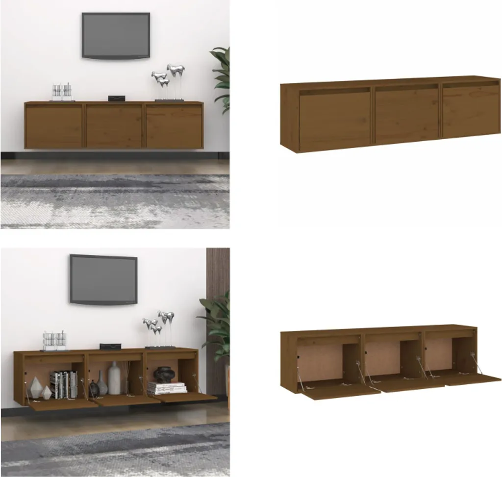 Set Mobile TV 3 Pezzi in Pino Massiccio Marrone Miele vidaXL Moderno