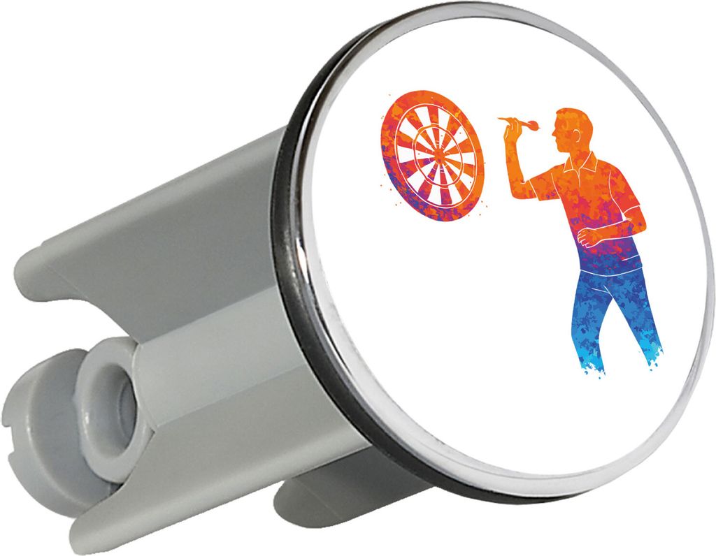 Huuraa Waschbeckenstöpsel Darts bunte Silhouette 4cm höhenverstellbar Abflussstopfen Geschenkidee