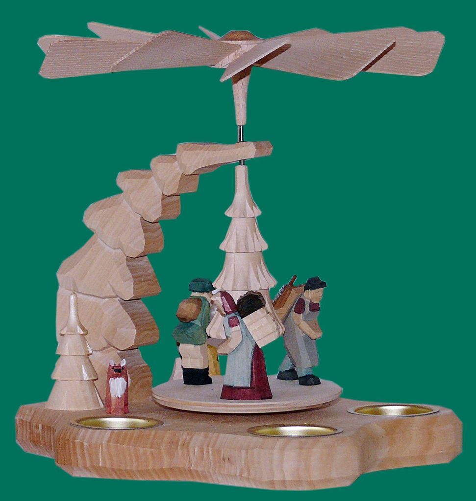 Wandpyramide Erzgebirgsfiguren geschnitzt Höhe 26cm NEU