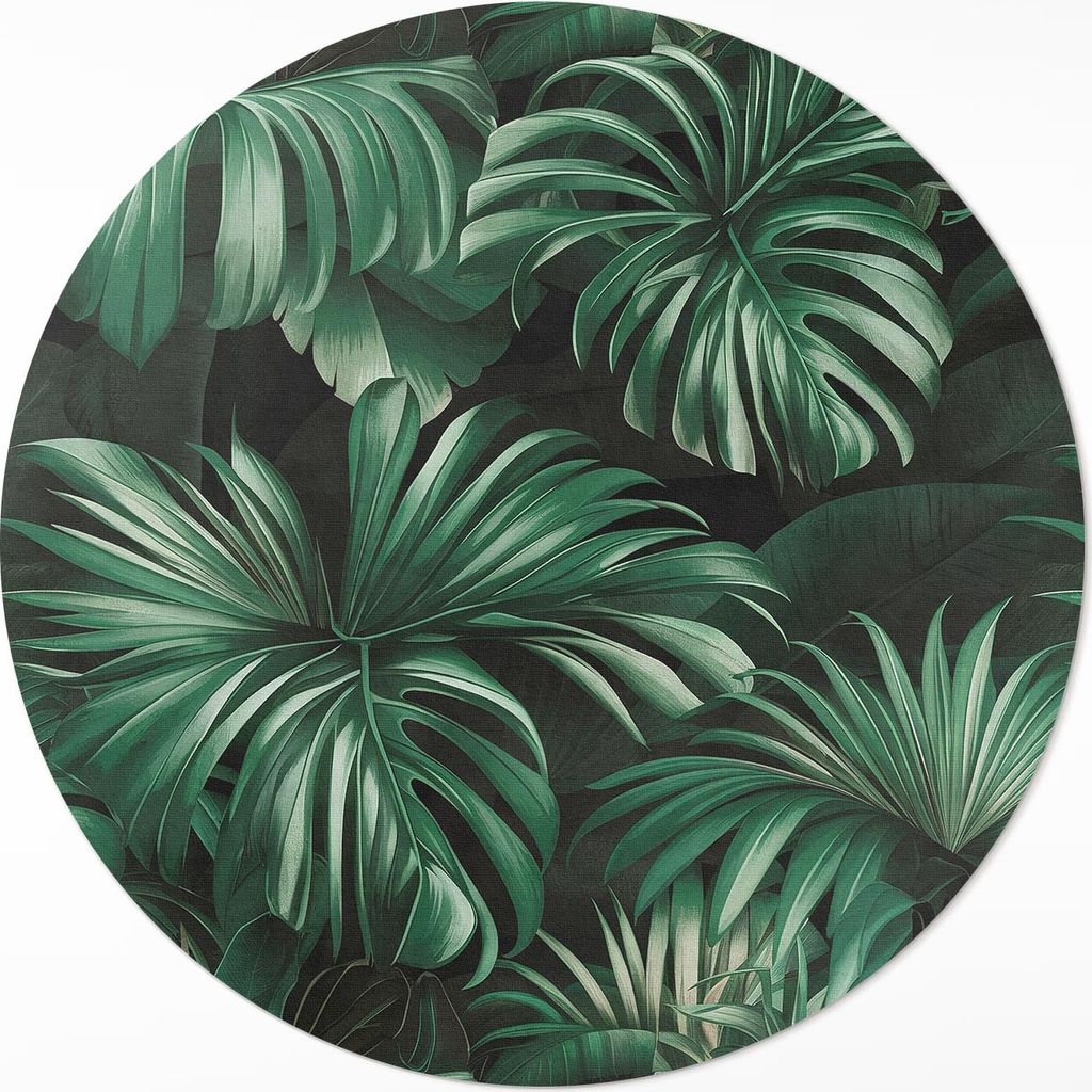 Monstera Blätter tropischer Dschungel– Vinylteppich – Indoor Teppich – Flur – Pflegeleicht – Runder Teppich – PVC Teppich – Outdoor ...