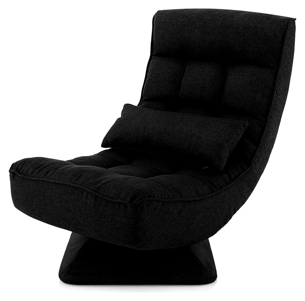 Bodenstuhl 360° drehbar, Bodensessel mit verstellbarer Rückenlehne und Lendenkissen, klappbares Bodensofa, Meditationsstuhl für das Wohnzimmer (...
