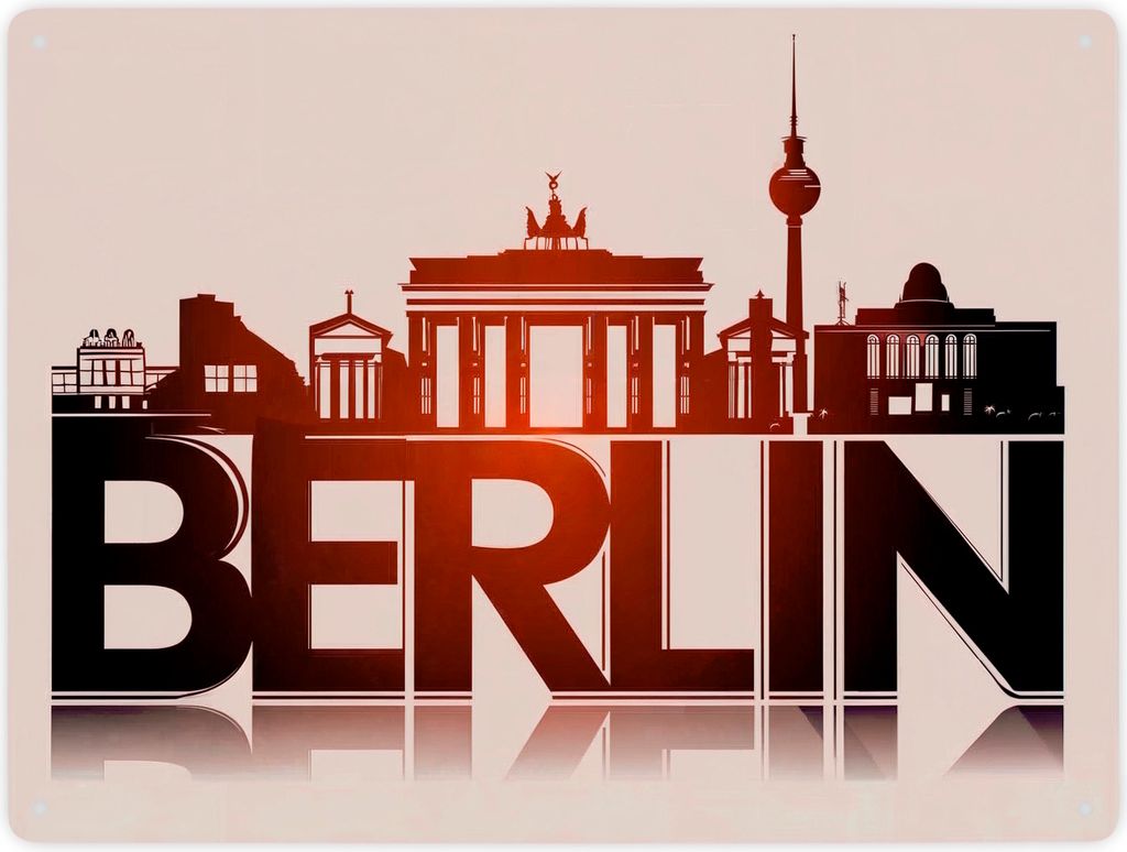 Berlin Skyline Metallschild XXL in 28x38 cm