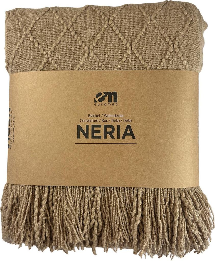 Decke Wohndecke Mit Fransen Neria Beige Taupe 150x200 cm Produktbild 