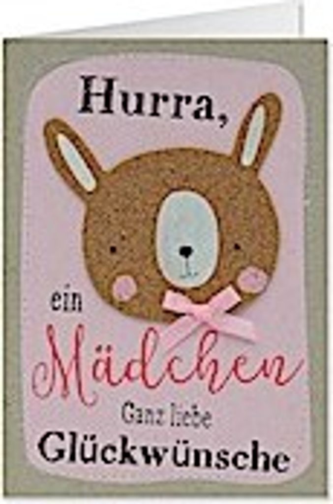 Sheepworld, Gruss & Co - 90109 - Klappkarte, Kork, Nr. 50, Hurra, ein Mädchen! Ganz liebe Glückwünsche
