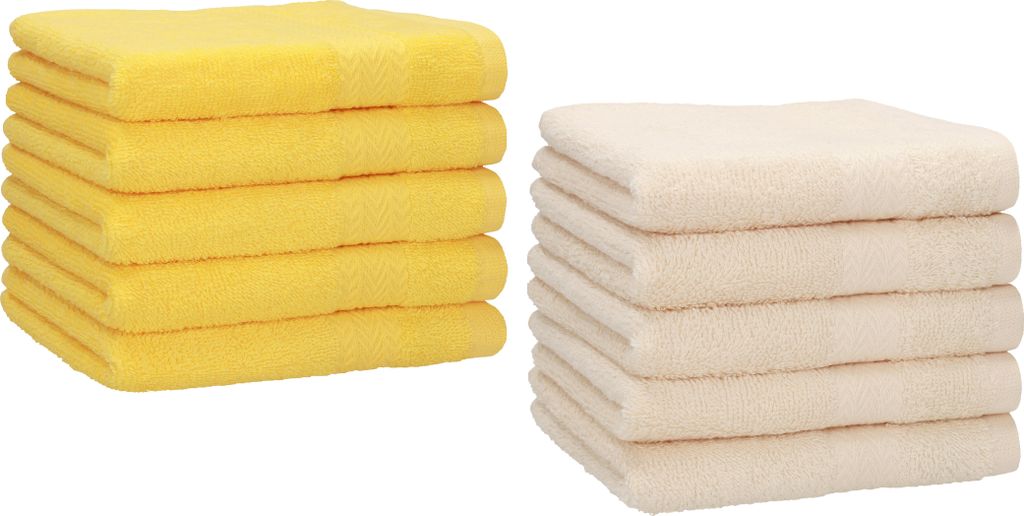 Betz 10 Stück Gästetücher 30x50 cm PREMIUM 100% Baumwolle Set Farbe: gelb und beige