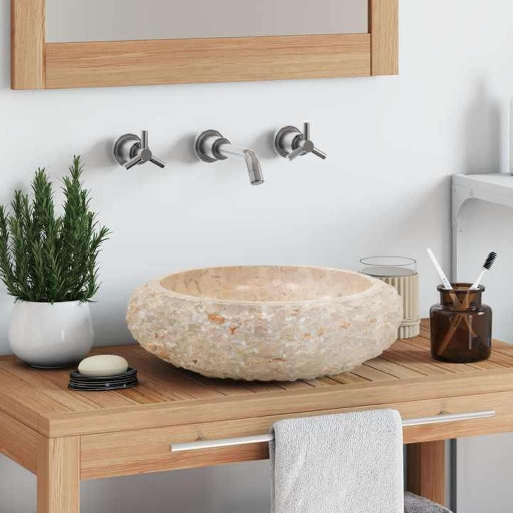 vidaXL Lavabo 40x12 cm in marmo crema Immagine del prodotto 