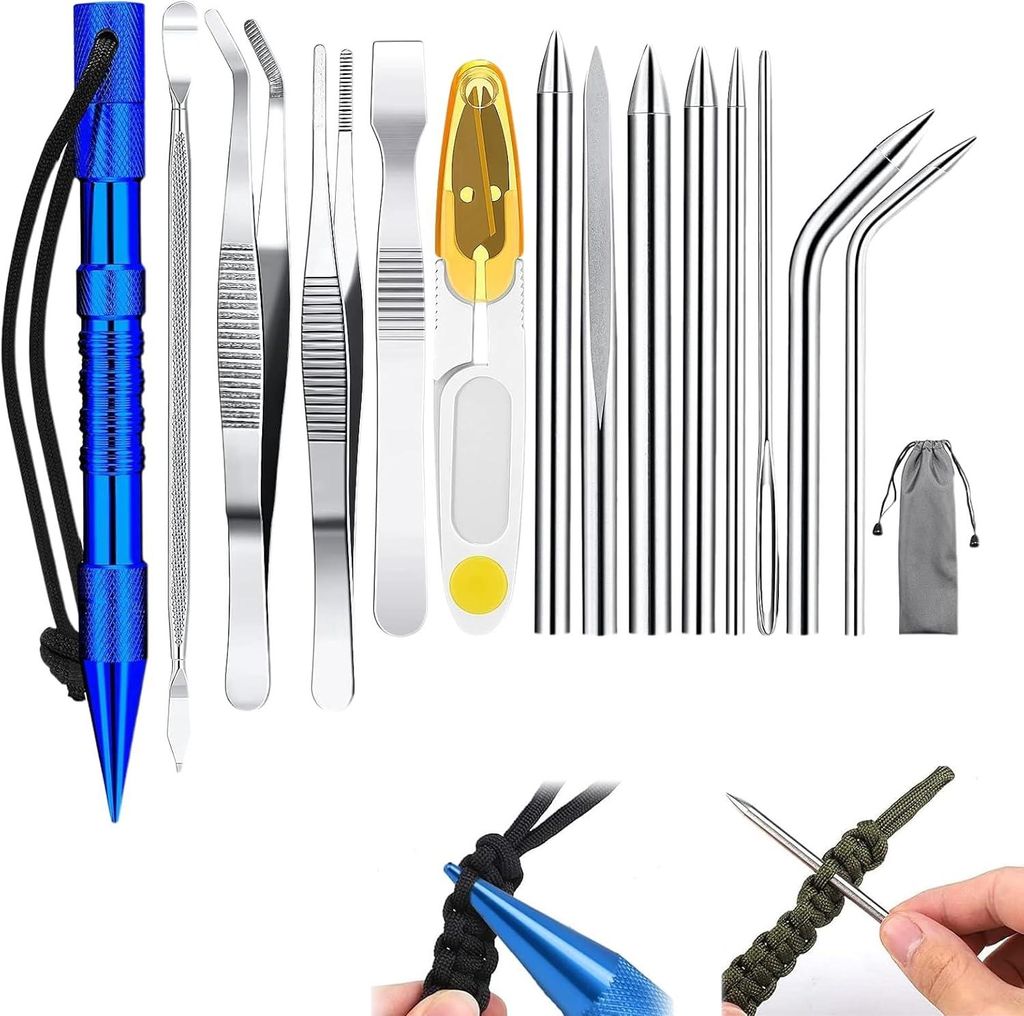 Paracord Werkzeug Set 14-teilig – FID Nadeln, Marlin Spike, Produktbild 