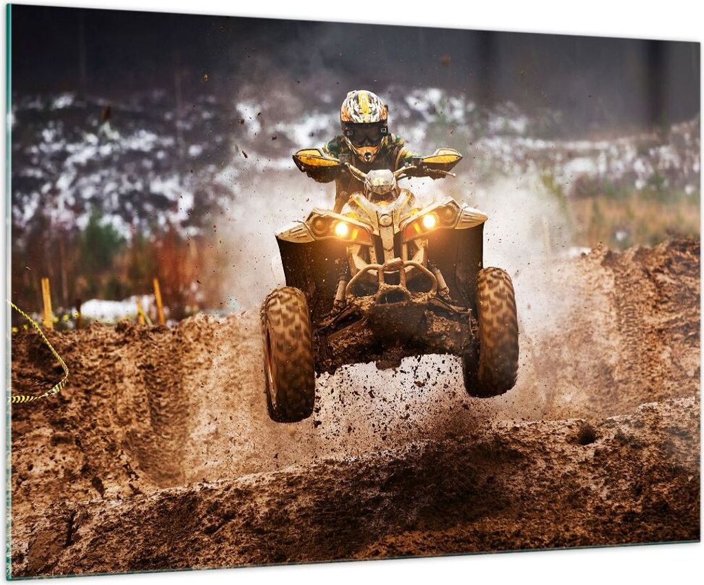 Bilder auf glas - Schlamm Schmutz Dakar Aktion - 100x70cm - Produktbild 