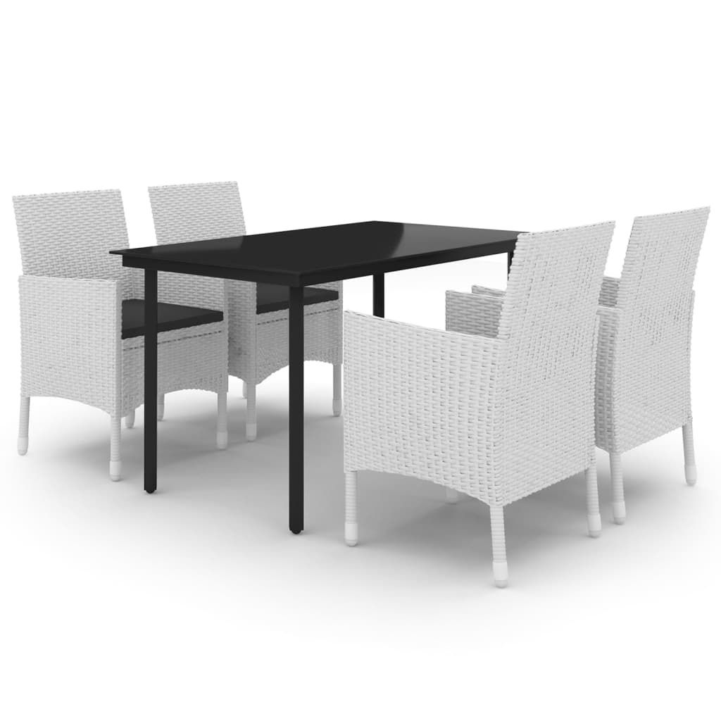 5-tlg. Garten-Essgruppe mit Auflagen Poly Rattan und Glas