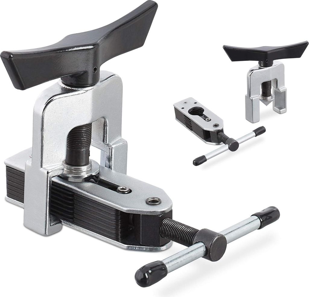 Relaxdays Universal Bördelgerät, Rohrdurchmesser von 4,7-16 mm (3/16"-5/8"), Kupfer- & Aluminiumrohre, silber/schwarz