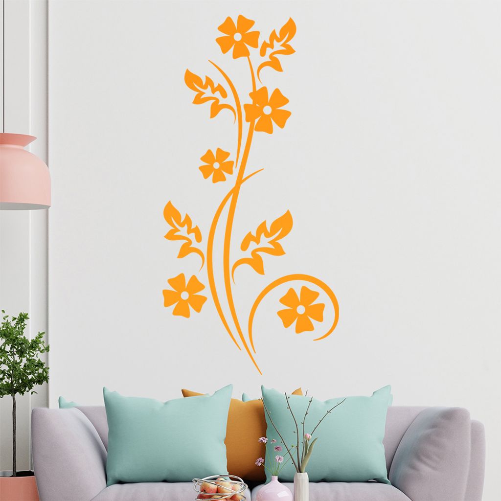 Kleine Blüten - Blätter Wandtattoo in 6 Größen - Wandaufkleber Wall Sticker - Dekoration, Küche, Wohnzimmer, Schlafzimmer, Badezimmer