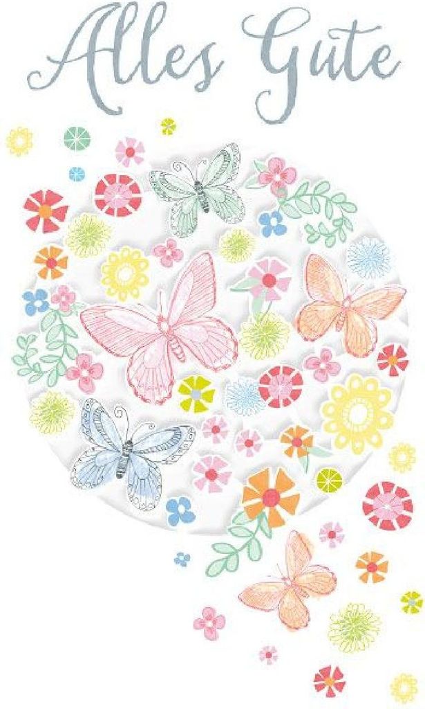 ARTEBENE Geburtstagskarte Alles Gute Blüten mit Umschlag Blumenmotiv Lasereffekt
