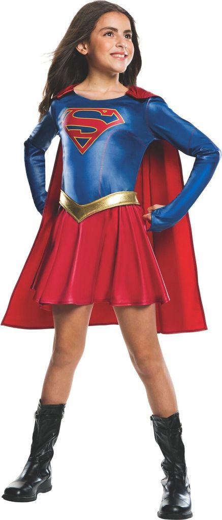 Supergirl Mädchen-Lizenzkostüm blau-rot-goldfarben Produktbild 