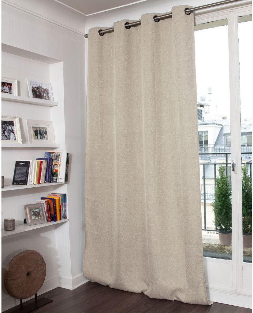 MOONDREAM Akustikvorhang 3in1 | Lärmschutz | Thermoisolierung | 100% Verdunkelung | Patentierte Technologie | Ösen | Beige MC632 | 130B x 260H cm