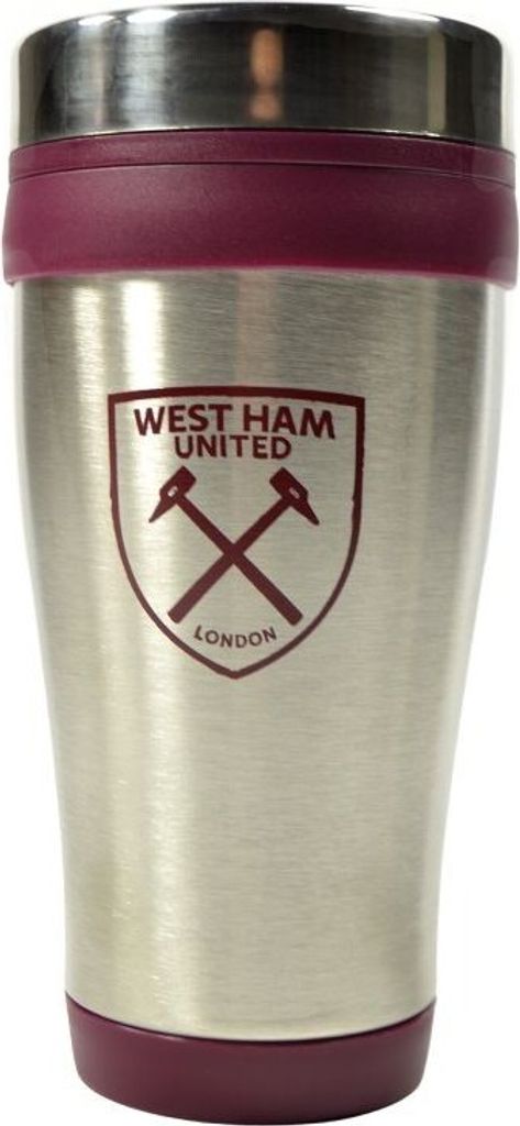 West Ham United FC - Reisebecher "Executive", Metallic BS3788 (Einheitsgröße) (Silber/Weinrot)