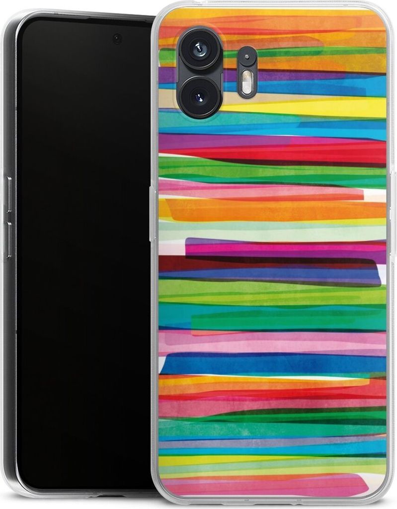 DeinDesign Handyhülle für Nothing Phone 2 Silikon Hülle Case Smartphone Schutzhülle Streifen Wasserfarbe bunt
