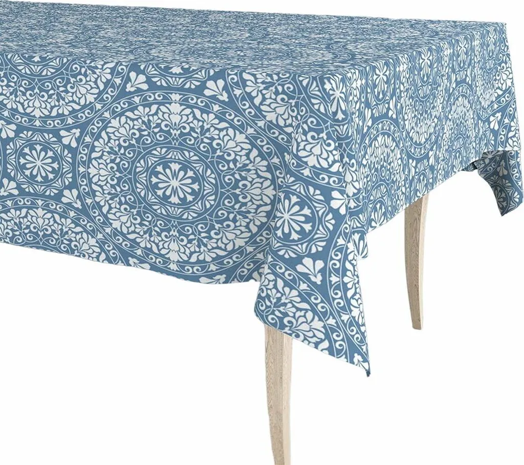 Nappe toile cirée Mandala bleu en rouleau de 25m Exma largeur 140 cm
