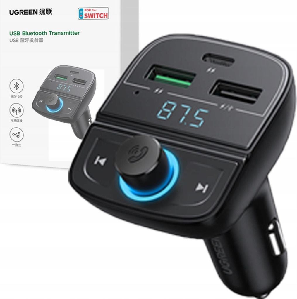 Ugreen Trasmettitore Fm Bluetooth 5.0 Caricabatteria da Immagine del prodotto 