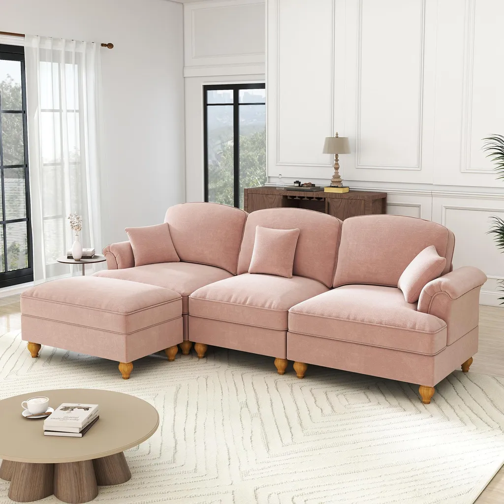 Canapé d'angle confortable en chenille pour optimiser votre coin salon