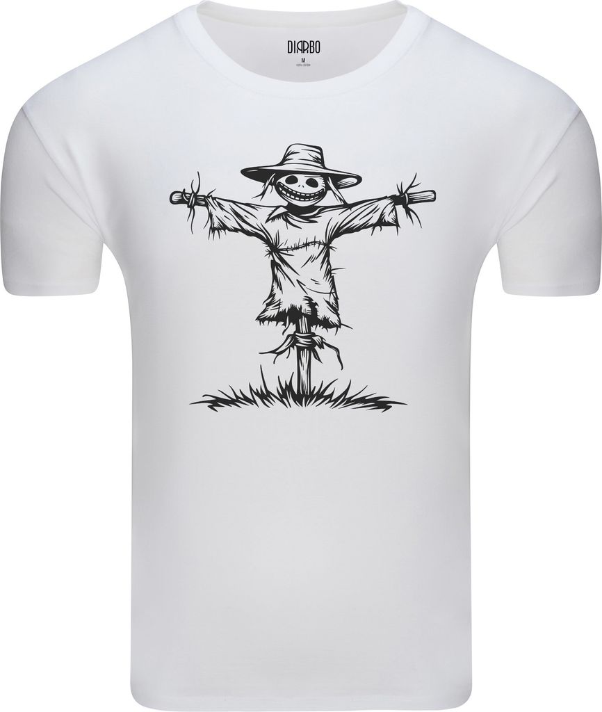 Diarbo Herren T-Shirt mit Cartoon Druck Gruselige Vogelscheuche Weiß Gr.XS