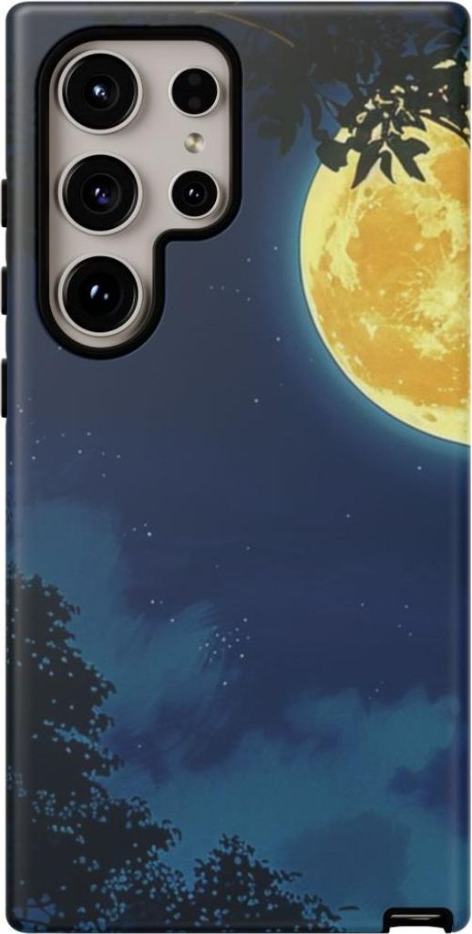 Leuchtender Vollmond in gelber Nacht – Hülle Kompatibel mit Samsung Galaxy S24 Ultra