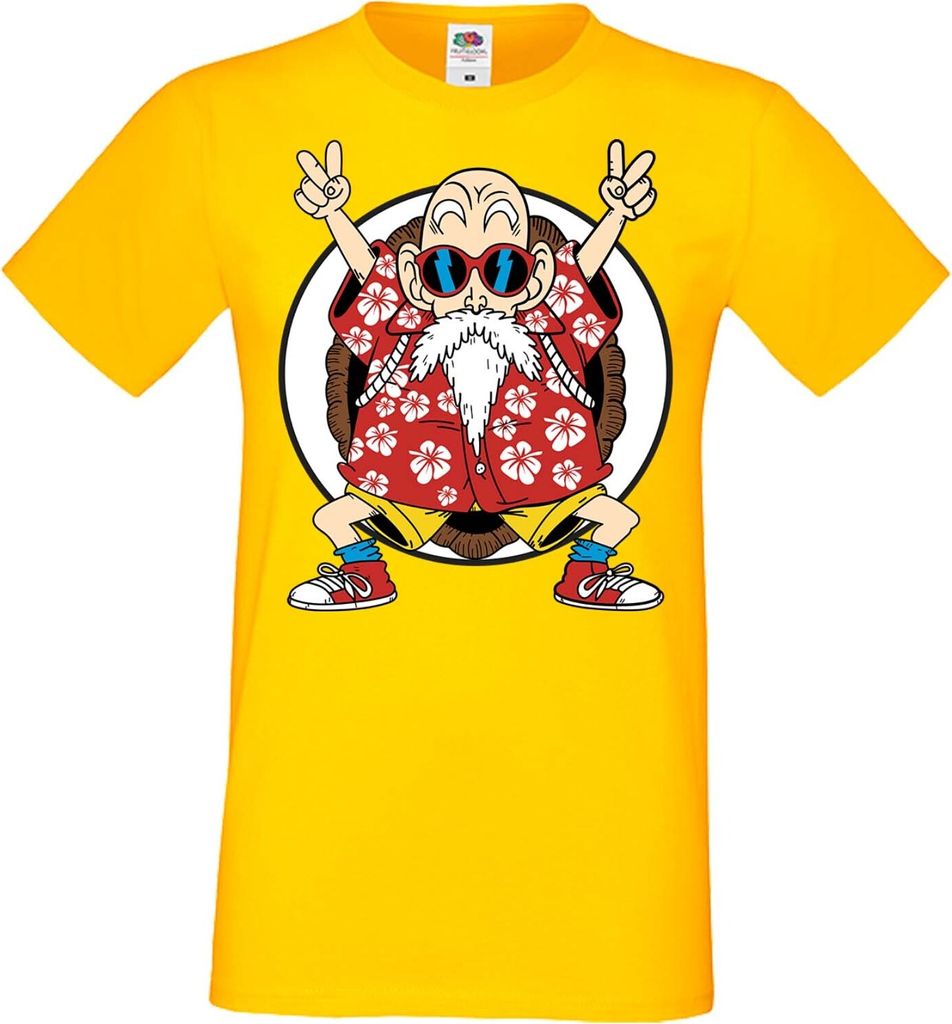 Herren T-Shirt Anime Manga Dragon Anime Manga Ball Z Master Roshi 02 Dbz Sensei, Man S / Gelb