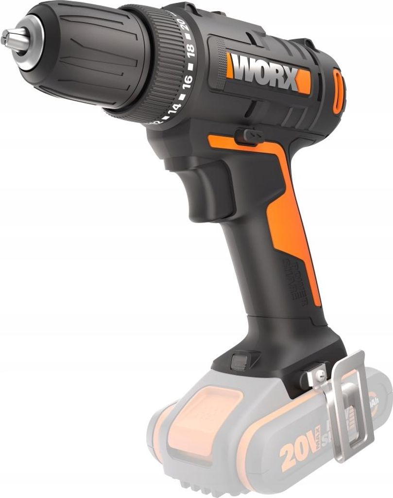 Leistungsstarke Bohrmaschine/Schrauber Worx Wx100.9 20V 2 Getriebe 30Nm Led Ohne Akku