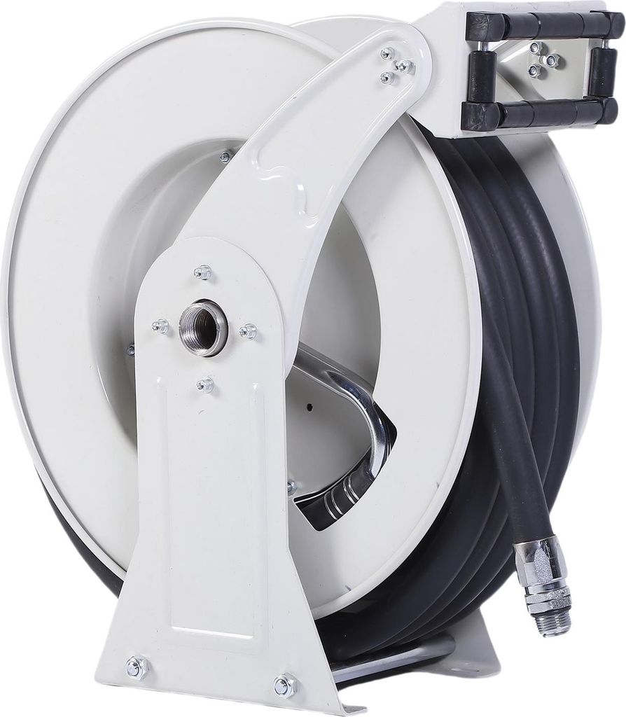 Kraftstoffschlauchaufroller 3/4 Zoll x 32,81 Fuß, 300 PSI, federbetrieben, automatisch einziehbar, robuster ölschlauchaufroller mit Betankungsdü...