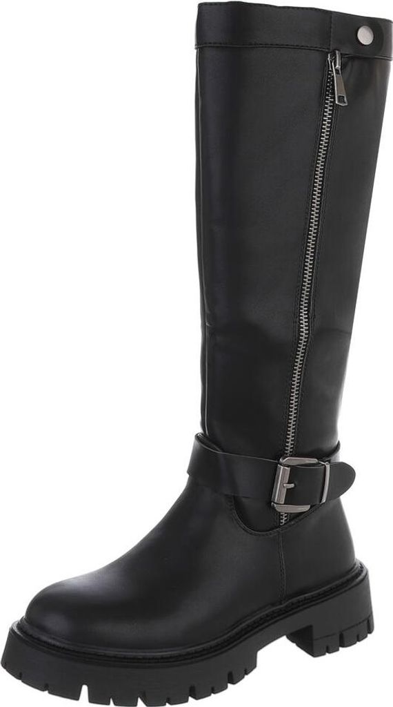 Ital-Design Damen Stiefel Lederoptik Plateaustiefel 90417929 Schwarz Gr. 40