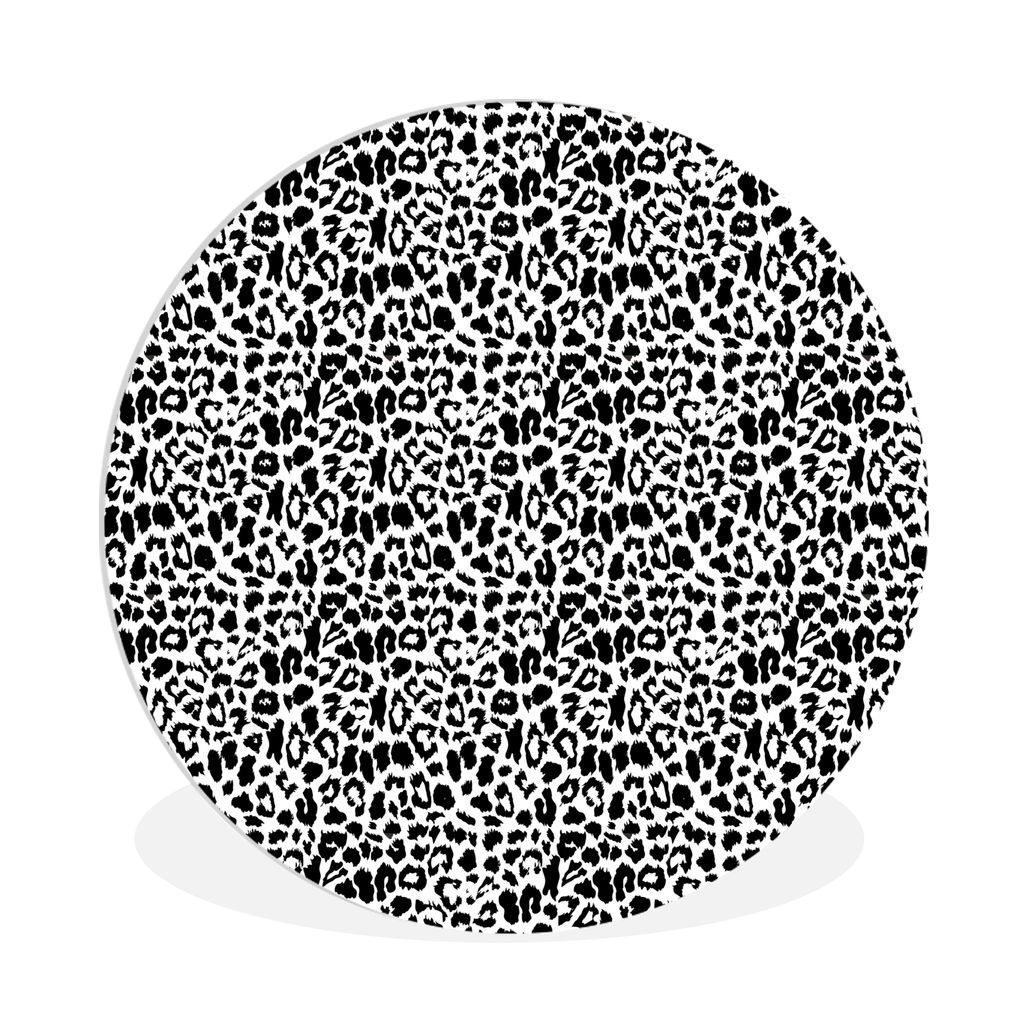 MuchoWow Rundes Wandbild - Runde Bilder Tiermuster - Design - Schwarz - Weiß Ø 90 cm Kreis Wanddekoration Kunststoff - Wandkreis - Wandschmuck ...