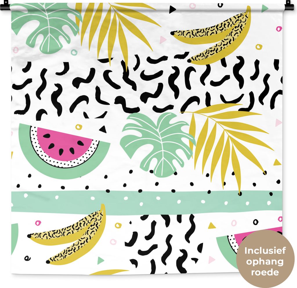 MuchoWow Wandteppich Wandbehang Sommer - Obst - Muster 90x90 cm Tapisserie Dekoration Wandtuch - Wandaufhänger