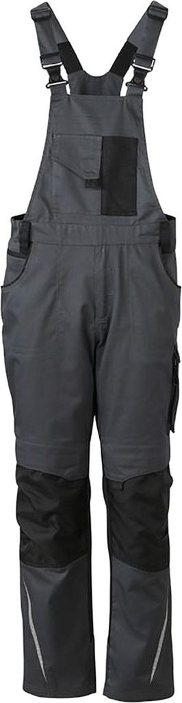 James and Nicholson - "Workwear" Latzhose mit Hosenträgern für Herren/Damen Unisex FU888 (76) (Anthrazitgrau/Schwarz)